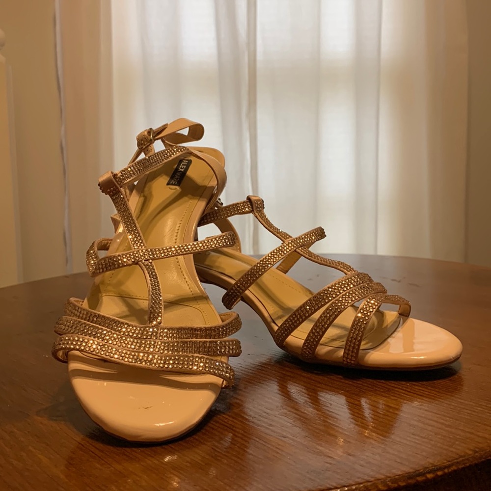 Alex Marie Blush Jeweled Kitten Heels